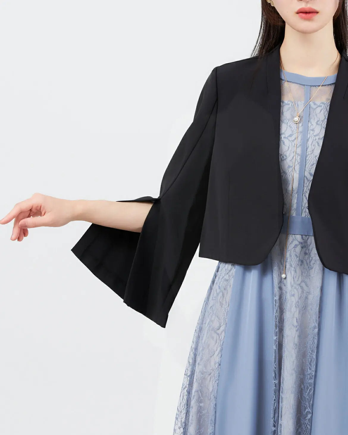 結婚式ボレロパーティーフォーマルジャケットレディース秋冬7分袖カットソーパーティ