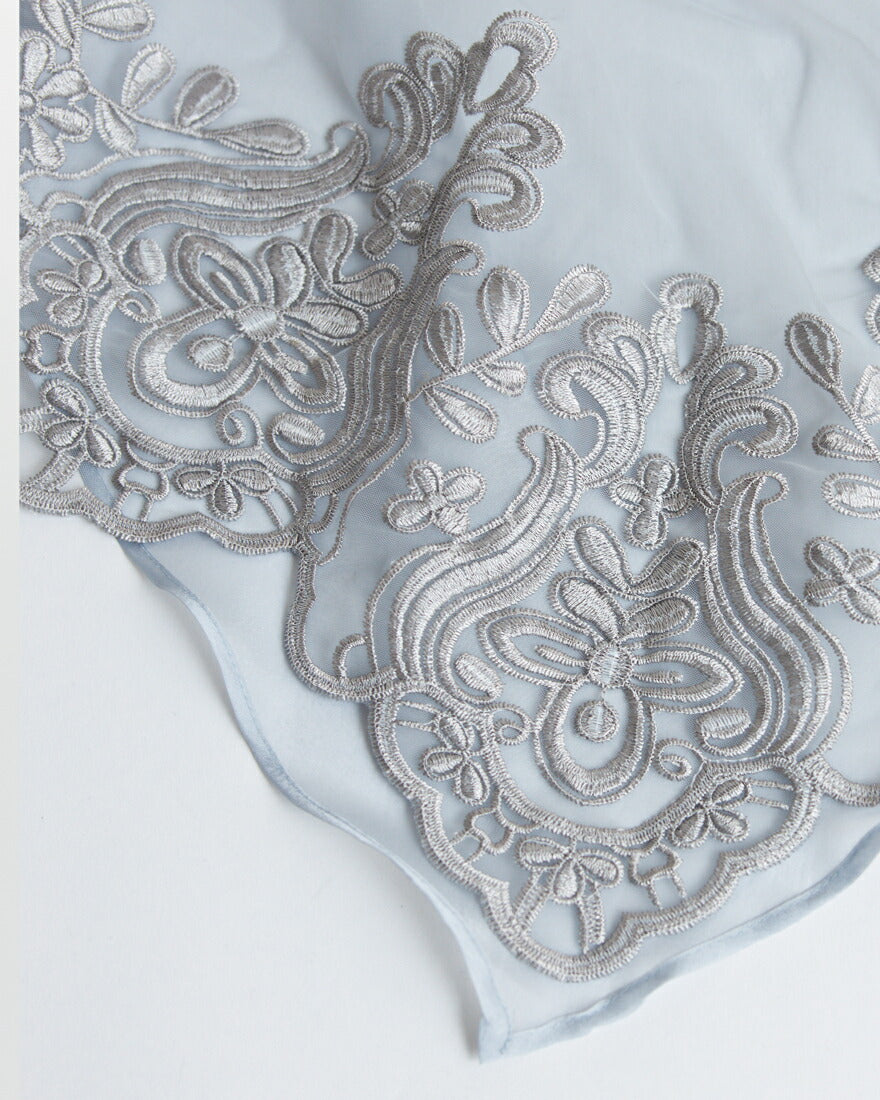 オーガンジーショール 結婚式 お呼ばれ用大判ボレロ フォーマル レース刺繍 羽織り ストール パーティー レディース グレー/ベージュ/ブラック パーティードレス通販TwinkleGirls