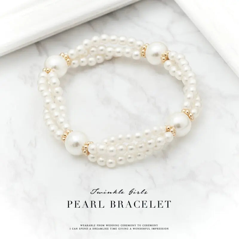 ブレスレット結婚式パールアクセサリーパーティー3連パールブレスゴージャスショートレディース3連18cmウェディングシンプルボリュームパールネックレス