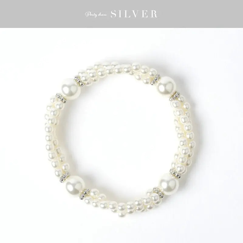 ブレスレット結婚式パールアクセサリーパーティー3連パールブレスゴージャスショートレディース3連18cmウェディングシンプルボリュームパールネックレス