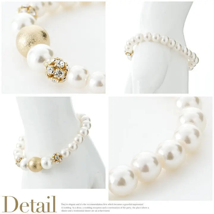 ブレスレット結婚式パールアクセサリーパーティー1連パールブレスゴージャスショートレディース1連18cmウェディングシンプルボリュームパールブレスレット