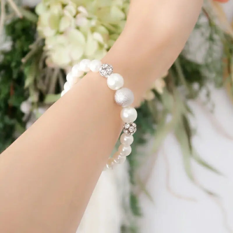 ブレスレット結婚式パールアクセサリーパーティー1連パールブレスゴージャスショートレディース1連18cmウェディングシンプルボリュームパールブレスレット