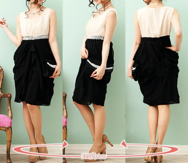 パーティードレス結婚式ドレス【大人の華やぎ】パール＆コクーンのフィット＆フレアドレス!!お呼ばれにスレンダー全3色☆ドレス結婚式お呼ばれパーティーブライズメイド二次会2次会パーティ通販Dress楽天服装お呼ばれ服パーティドレス送料無料