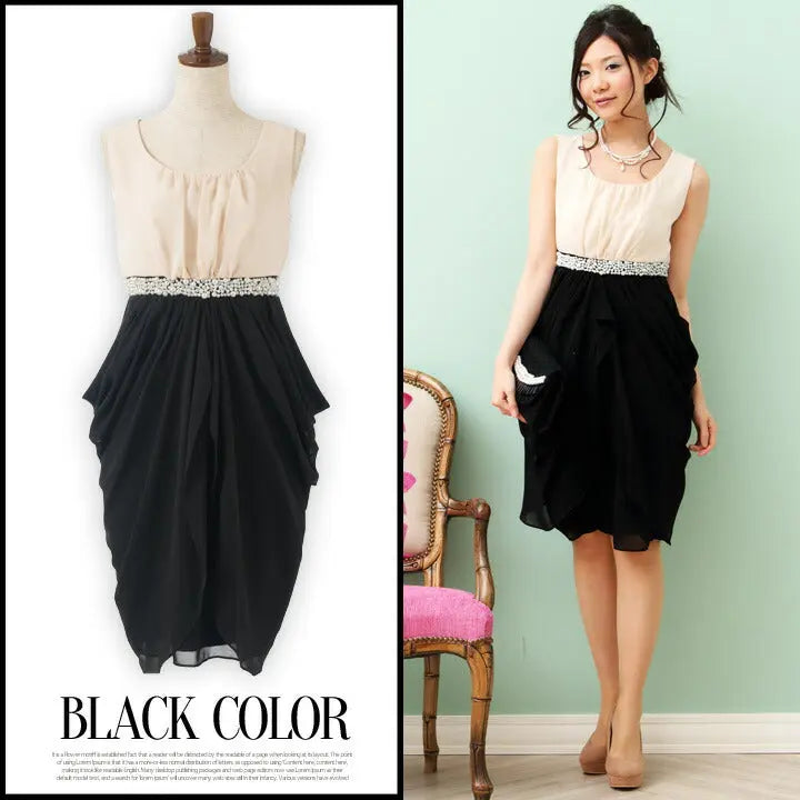 パーティードレス結婚式ドレス【大人の華やぎ】パール＆コクーンのフィット＆フレアドレス!!お呼ばれにスレンダー全3色☆ドレス結婚式お呼ばれパーティーブライズメイド二次会2次会パーティ通販Dress楽天服装お呼ばれ服パーティドレス送料無料