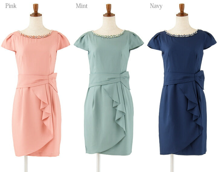 【アウトレット】結婚式 ドレス パーティードレス Party Dress ・袖付き お呼ばれ ゲストドレス 二次会 ワンピース タイト 入園式