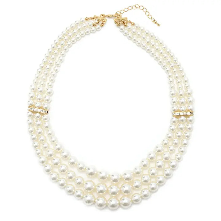 ネックレス 結婚式 パール アクセサリー パーティー ゴージャス ロング レディース 3連 50cm 2WAY ウェディング シンプル ボリューム パールネックレス パーティードレス通販TwinkleGIrls