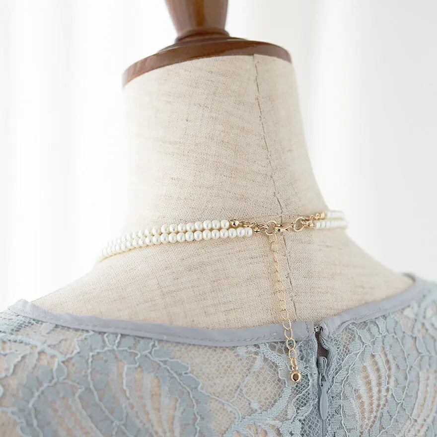 ネックレス結婚式パールアクセサリーパーティーゴージャスショートレディース2連50cm2WAYウェディングシンプルボリュームパールネックレス