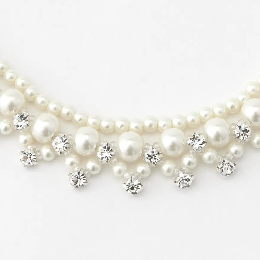 ネックレス結婚式パールアクセサリーパーティーゴージャスショートレディース2連50cm2WAYウェディングシンプルボリュームパールネックレス