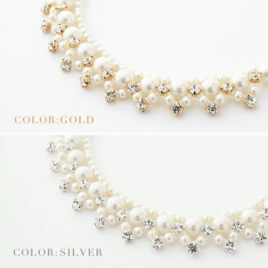 ネックレス結婚式パールアクセサリーパーティーゴージャスショートレディース2連50cm2WAYウェディングシンプルボリュームパールネックレス