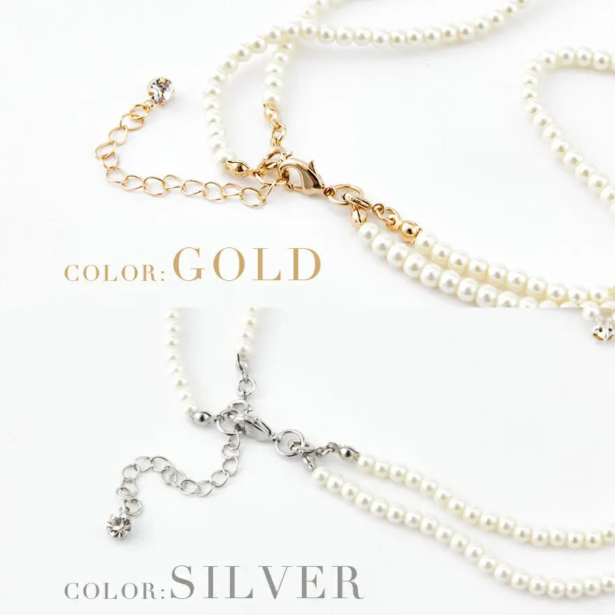 ネックレス結婚式パールアクセサリーパーティーゴージャスショートレディース2連50cm2WAYウェディングシンプルボリュームパールネックレス