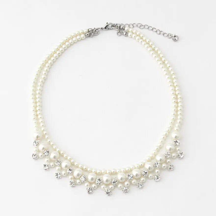 ネックレス結婚式パールアクセサリーパーティーゴージャスショートレディース2連50cm2WAYウェディングシンプルボリュームパールネックレス