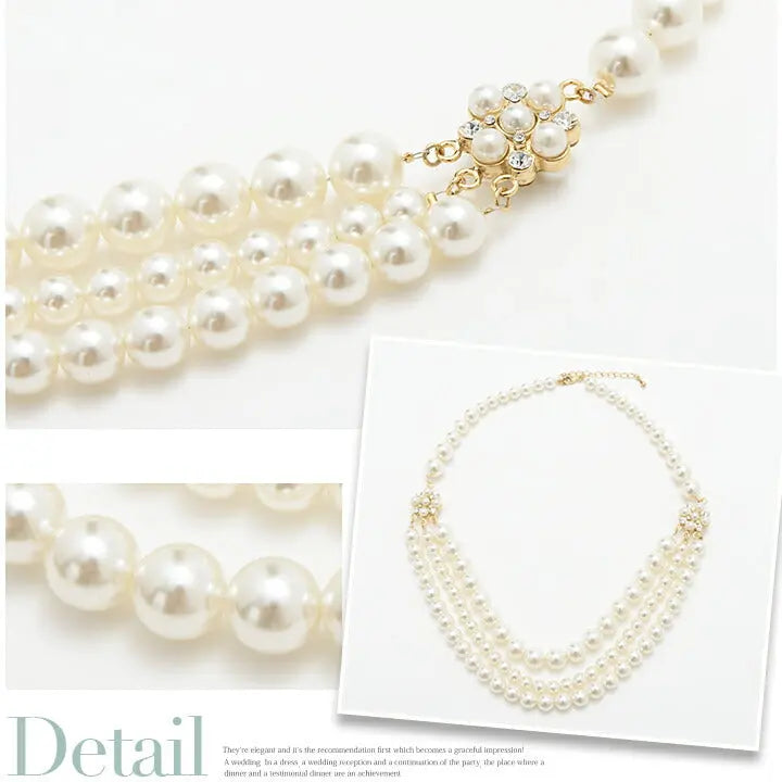 ネックレス結婚式パールアクセサリーパーティーゴージャスロングレディース3連50cm2WAYウェディングシンプルボリュームパールネックレス