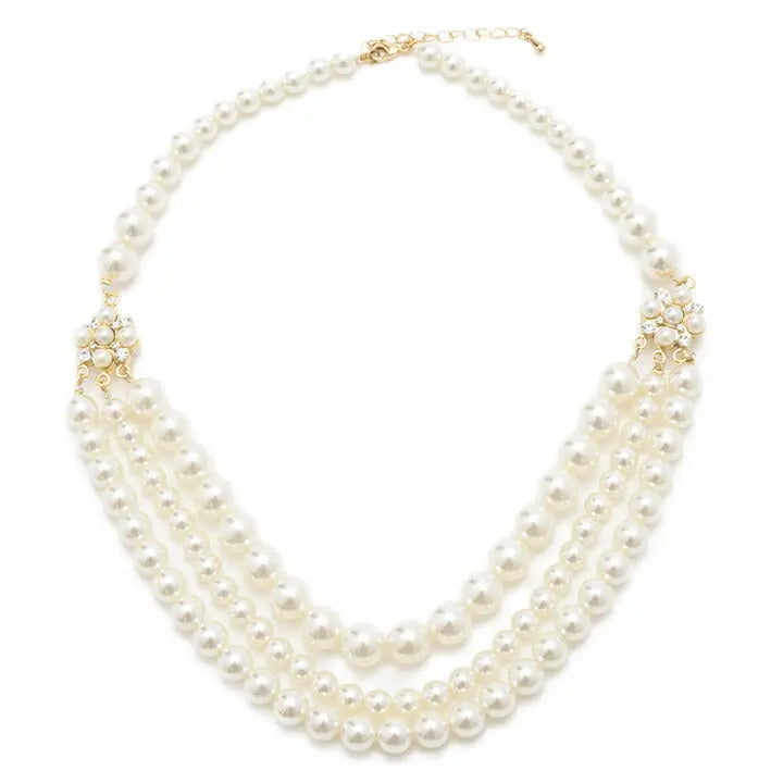 ネックレス 結婚式 パール アクセサリー パーティー ゴージャス ロング レディース 3連 50cm 2WAY ウェディング シンプル ボリューム パールネックレス パーティードレス通販TwinkleGIrls