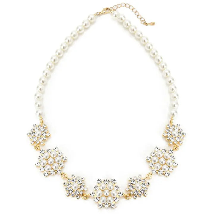 ネックレス 結婚式 パール アクセサリー パーティー ゴージャス ショート レディース 1連 40cm 50cm 花モチーフ ウェディング シンプル ボリューム パールネックレス パーティードレス通販TwinkleGIrls