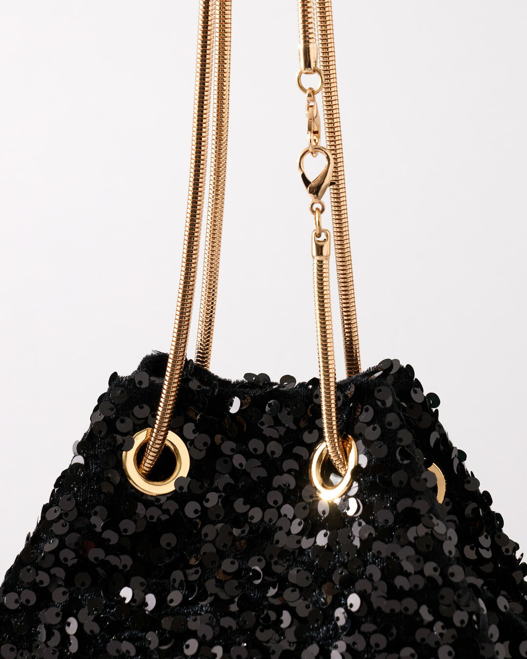 パーティーバッグ結婚式バッグ巾着スパンコール3wayショルダーバッグクラッチバッグ大きめスマホが入るマチ広軽量軽い180gスネークチェーンキラキラ高見えお呼ばれ披露宴二次会謝恩会成人式同窓会卒業式入学式フォーマルレディース黒シルバー