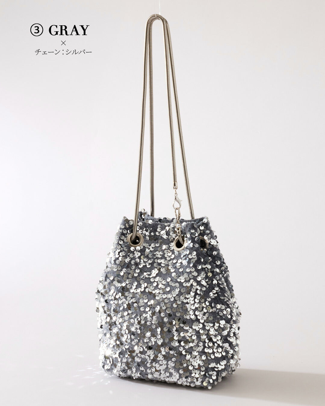 パーティーバッグ 大きめ スマホが入る 巾着 スパンコール 3WAY 軽量180g スネークチェーン ショルダーバッグ クラッチバッグ 結婚式 お呼ばれ 二次会 謝恩会 フォーマル 20代 30代 40代 パーティードレス通販TwinkleGirls