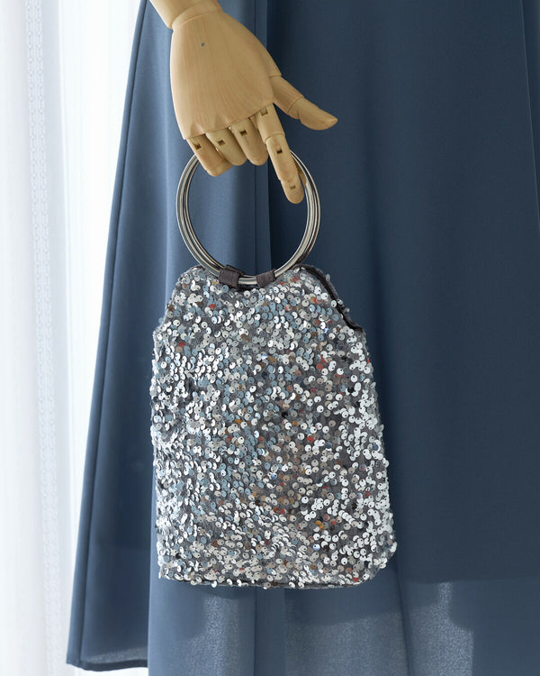 スパンコール リングハンドル パーティーバッグ 袱紗が入る 大きめ 2WAY 結婚式 謝恩会 二次会 ショルダーバッグ