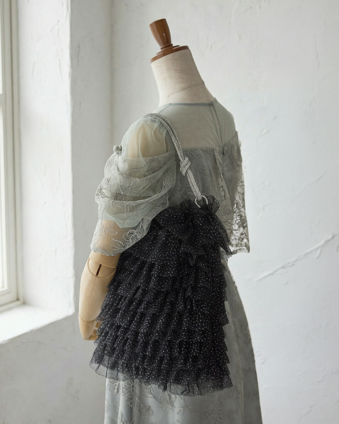 【A4対応】贅沢ラメチュールとラインストーンの極上サブバッグ 大きめ パーティーバッグ トートバッグ 結婚式 卒業式 入学式 セレモニー フォーマル 30代 40代 50代 ママ