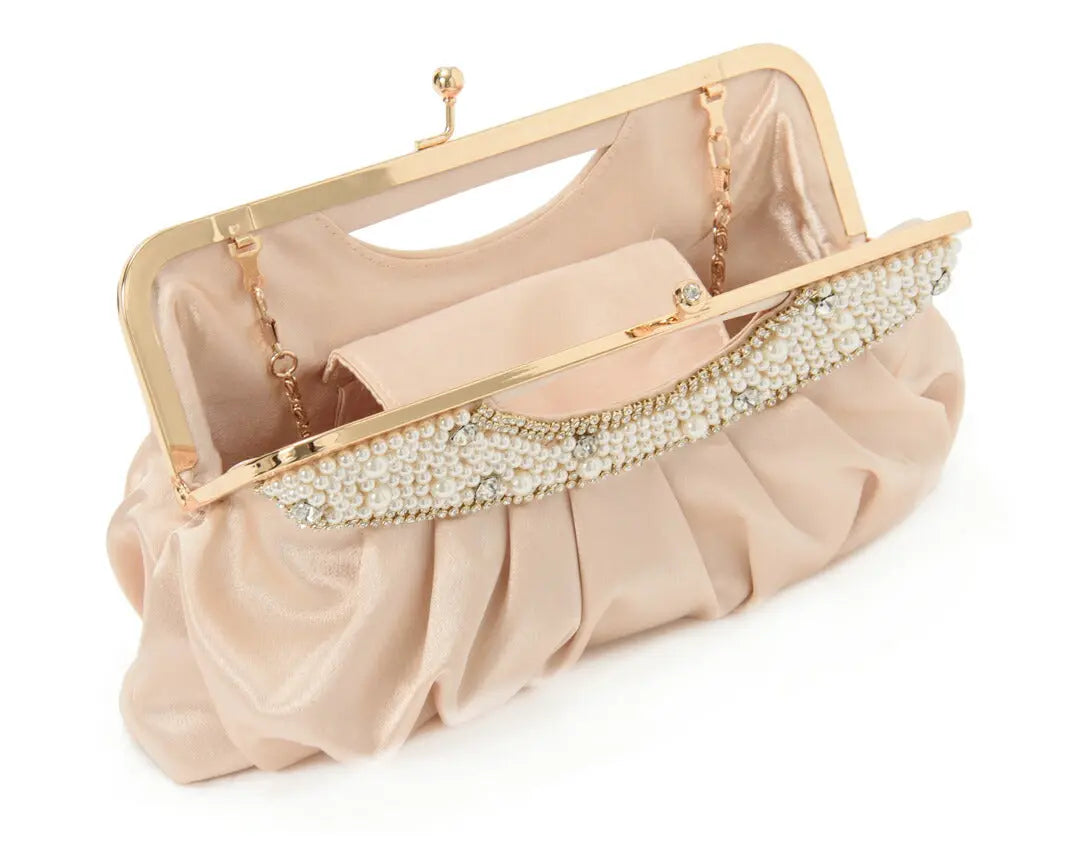 パーティーバッグ結婚式バッグレディース秋冬パールビジューがま口ベージュ/シルバー/ブラック/ネイビー大きめサイズパーティーバッグ謝恩会二次会バッグ同窓会入園式入学式バッグセレモニーバッグ結婚式バッグフォーマルバッグ