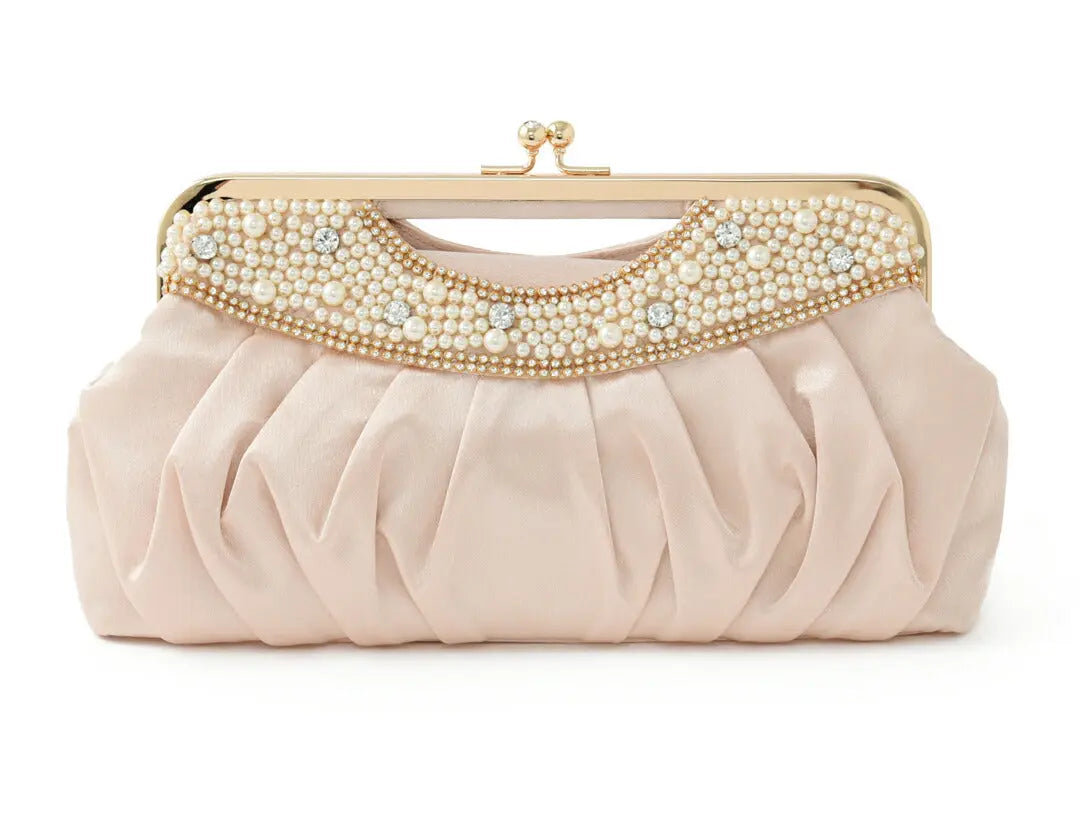 パーティーバッグ結婚式バッグレディース秋冬パールビジューがま口ベージュ/シルバー/ブラック/ネイビー大きめサイズパーティーバッグ謝恩会二次会バッグ同窓会入園式入学式バッグセレモニーバッグ結婚式バッグフォーマルバッグ