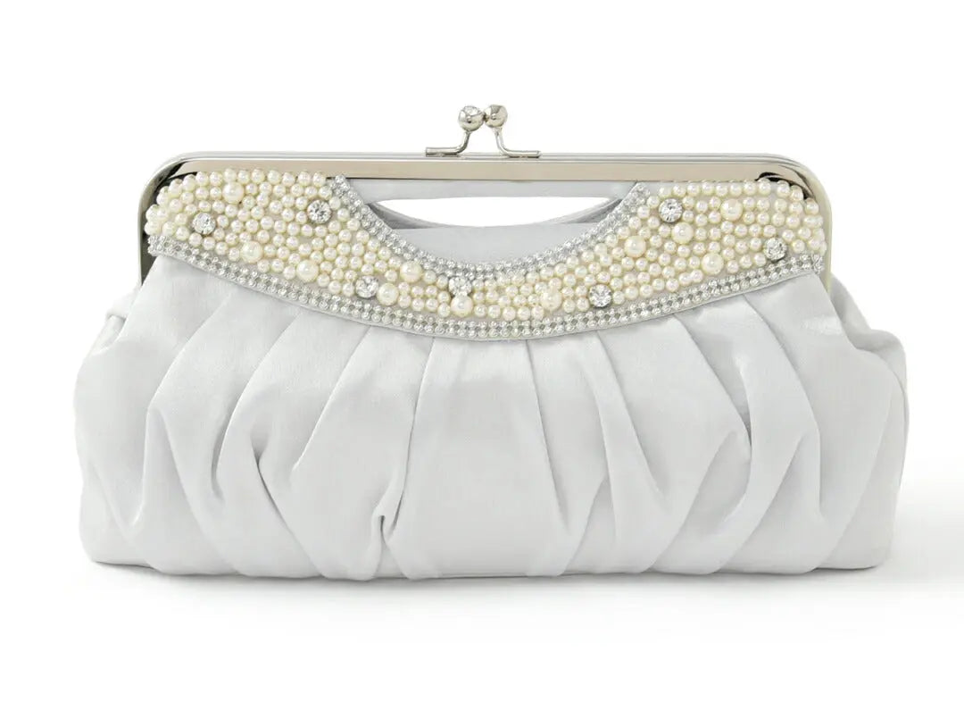 パーティーバッグ結婚式バッグレディース秋冬パールビジューがま口ベージュ/シルバー/ブラック/ネイビー大きめサイズパーティーバッグ謝恩会二次会バッグ同窓会入園式入学式バッグセレモニーバッグ結婚式バッグフォーマルバッグ