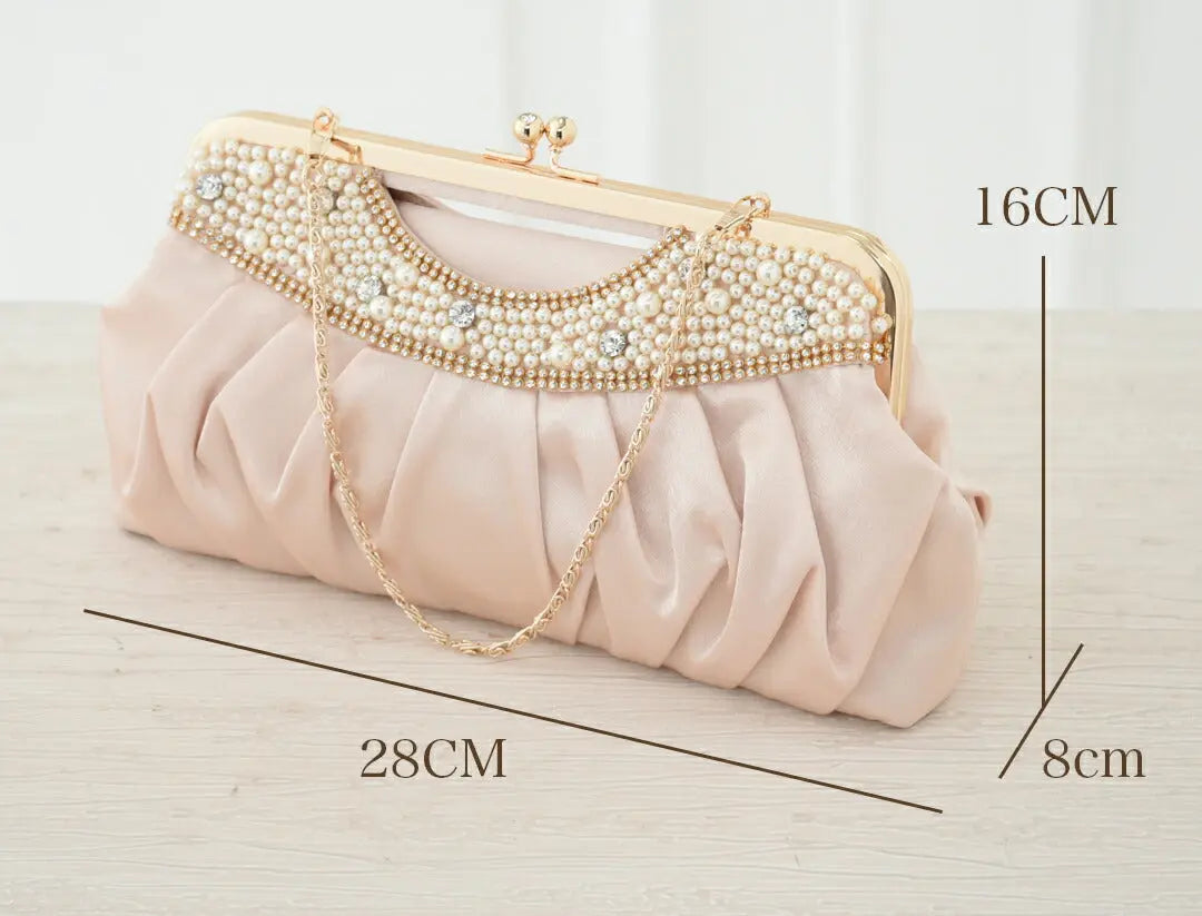 パーティーバッグ結婚式バッグレディース春夏パールビジューがま口ベージュ/シルバー/ブラック/ネイビー大きめサイズパーティーバッグ謝恩会二次会バッグ同窓会入園式入学式バッグセレモニーバッグ結婚式バッグフォーマルバッグ