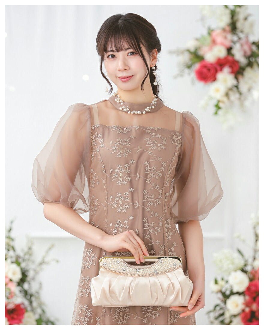 パーティーバッグ結婚式バッグレディース秋冬パールビジューがま口ベージュ/シルバー/ブラック/ネイビー大きめサイズパーティーバッグ謝恩会二次会バッグ同窓会入園式入学式バッグセレモニーバッグ結婚式バッグフォーマルバッグ