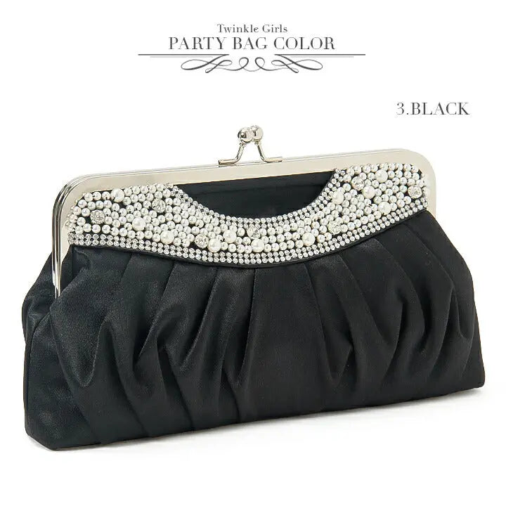 パーティーバッグ 結婚式 バッグ レディース 春夏 パール ビジュー がま口 ベージュ/シルバー/ブラック/ネイビー 大きめサイズパーティーバッグ 謝恩会 二次会 バッグ 同窓会 入園式 入学式 バッグ セレモニーバッグ 結婚式 バッグ フォーマル バ パーティードレス通販TwinkleGIrls