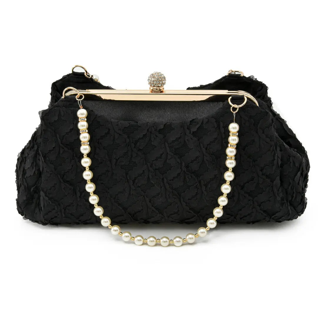 パーティーバッグ 結婚式 バッグ クラッチバッグ 大きめ/お呼ばれ/謝恩会/成人式/ショルダー/格子レース 全2色 パーティードレス通販TwinkleGIrls