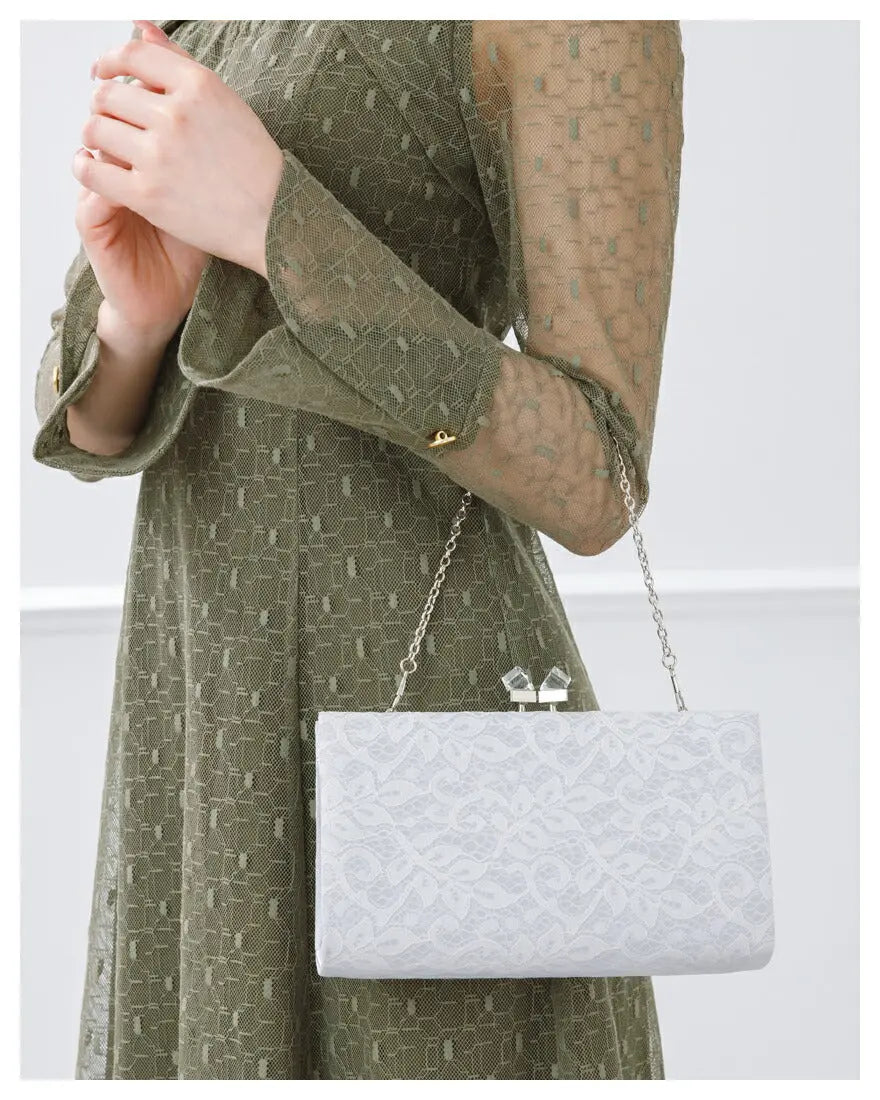 パーティーバッグ結婚式バッグ総レースバッグクラッチバッグおしゃれ大人シンプル黒/ベージュ/ショルダー3WAY即日発送謝恩会