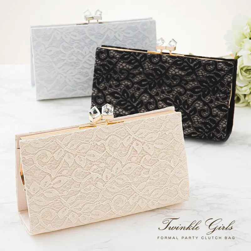パーティーバッグ結婚式バッグ総レースバッグクラッチバッグおしゃれ大人シンプル黒/ベージュ/ショルダー3WAY即日発送謝恩会