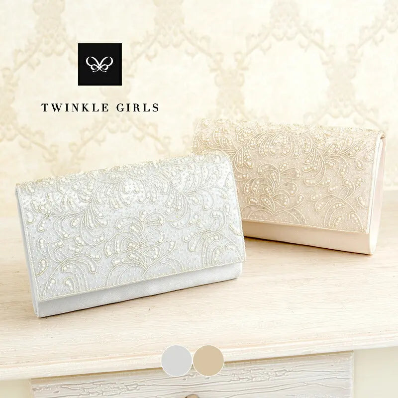 パーティーバッグ結婚式バッグ大きめパールビーズショルダーシルバーパーティバッグサテン披露宴お呼ばれフォーマルレディース即日配送