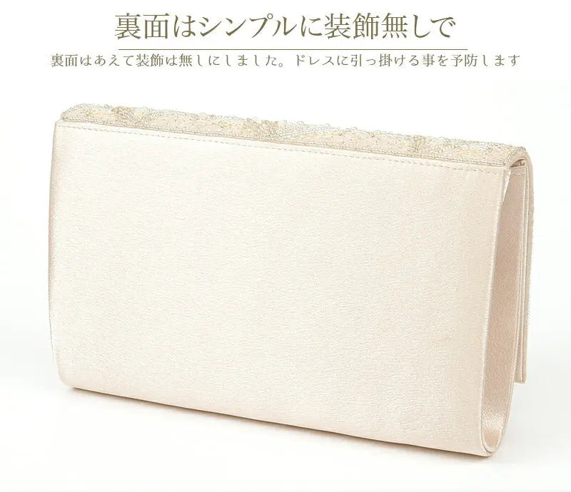 パーティーバッグ結婚式バッグ大きめパールビーズショルダーシルバーパーティバッグサテン披露宴お呼ばれフォーマルレディース即日配送