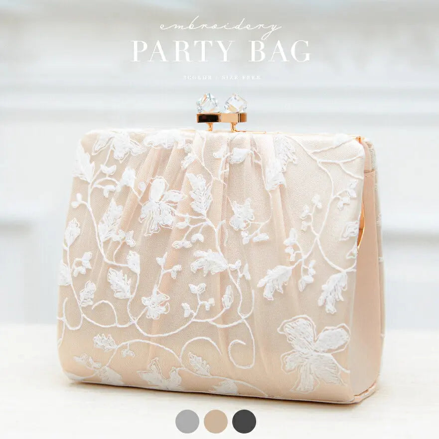 パーティーバッグ結婚式バッグレディース秋冬ビーズ刺しゅう/フェイクパール/ビーズ/スパンコール/コンパクト/2WAY小さめ