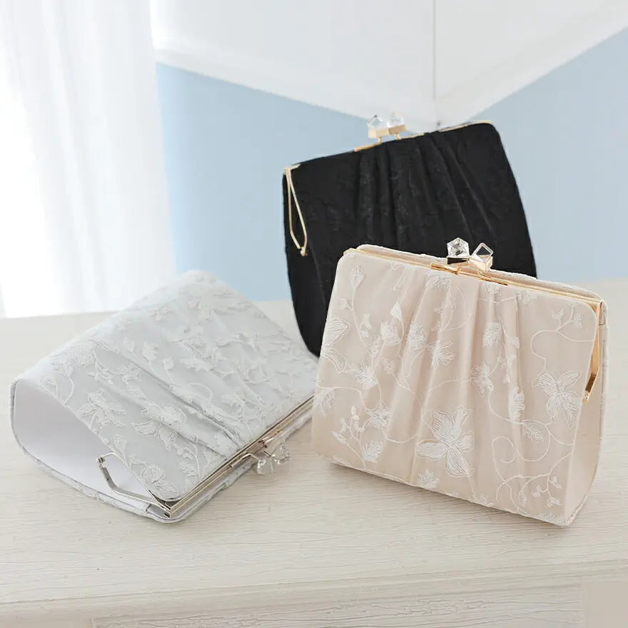 パーティーバッグ結婚式バッグレディース秋冬ビーズ刺しゅう/フェイクパール/ビーズ/スパンコール/コンパクト/2WAY小さめ