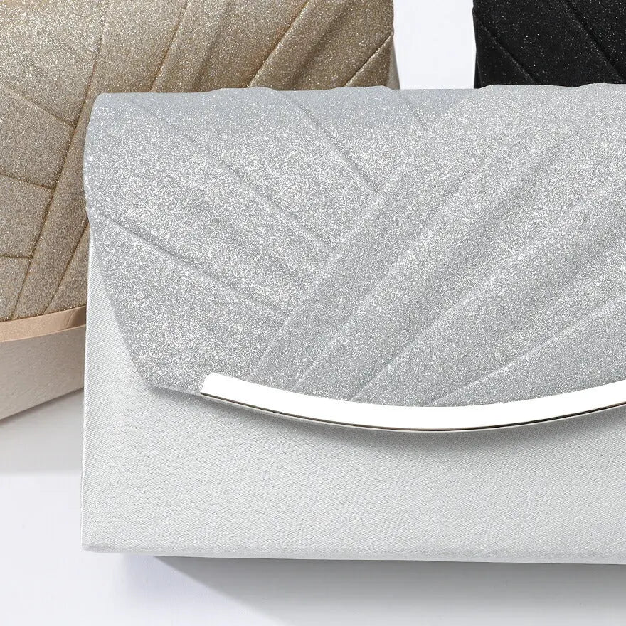 ラメフラップパーティーバッグ結婚式バッグパーティーバッグ大きめレディース春夏ラメ/サテン/ショルダー/3WAY