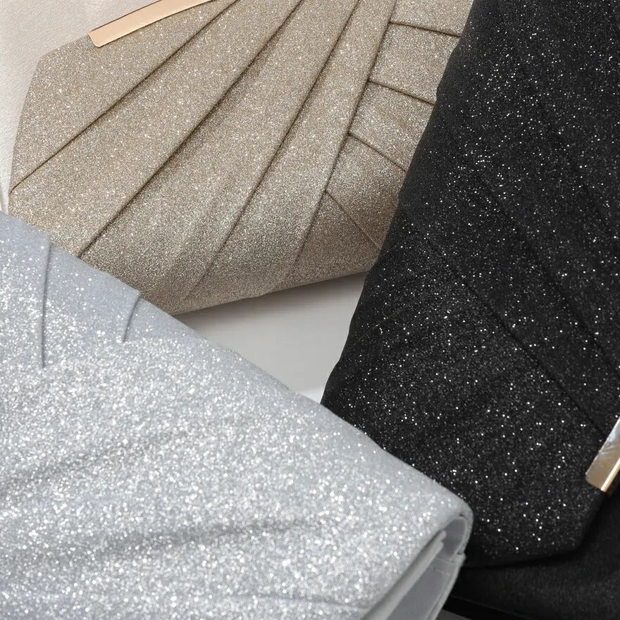 ラメフラップパーティーバッグ結婚式バッグパーティーバッグ大きめレディース春夏ラメ/サテン/ショルダー/3WAY