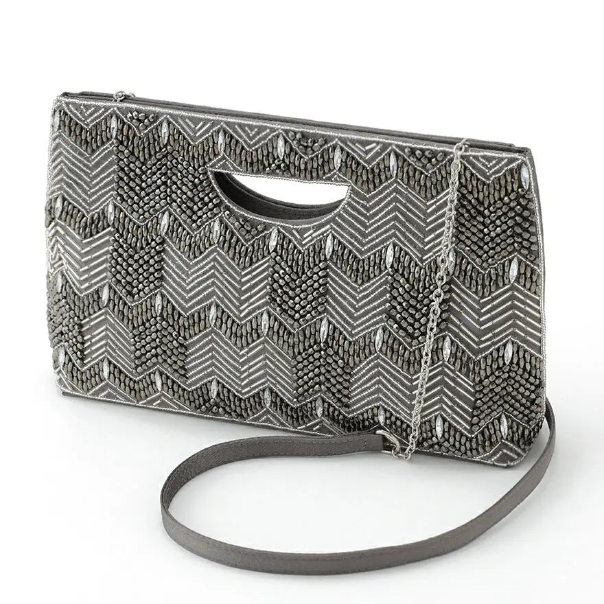 パーティーバッグ結婚式バッグお呼ばれ謝恩会二次会レディース秋冬ショルダーグレー大きめサイズ