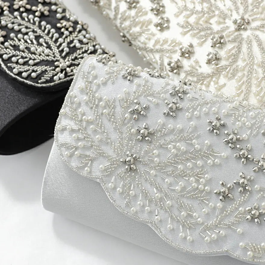 パーティーバッグ結婚式バッグレディース秋冬ビーズ刺しゅう/フェイクパール/ビーズ/スパンコール/コンパクト/2WAY小さめ