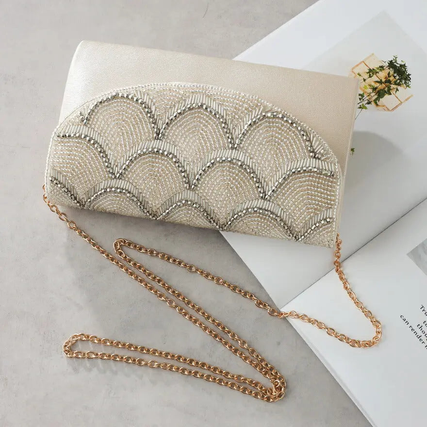 パーティーバッグ結婚式バッグパーティーバッグレディース春夏ビーズ/刺繍/ショルダー/2WAY