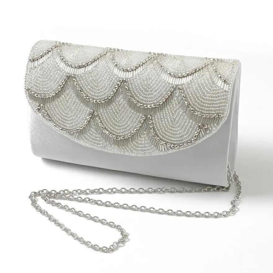 パーティーバッグ結婚式バッグレディース秋冬ビーズ刺しゅう/フェイクパール/ビーズ/スパンコール/コンパクト/2WAY小さめ