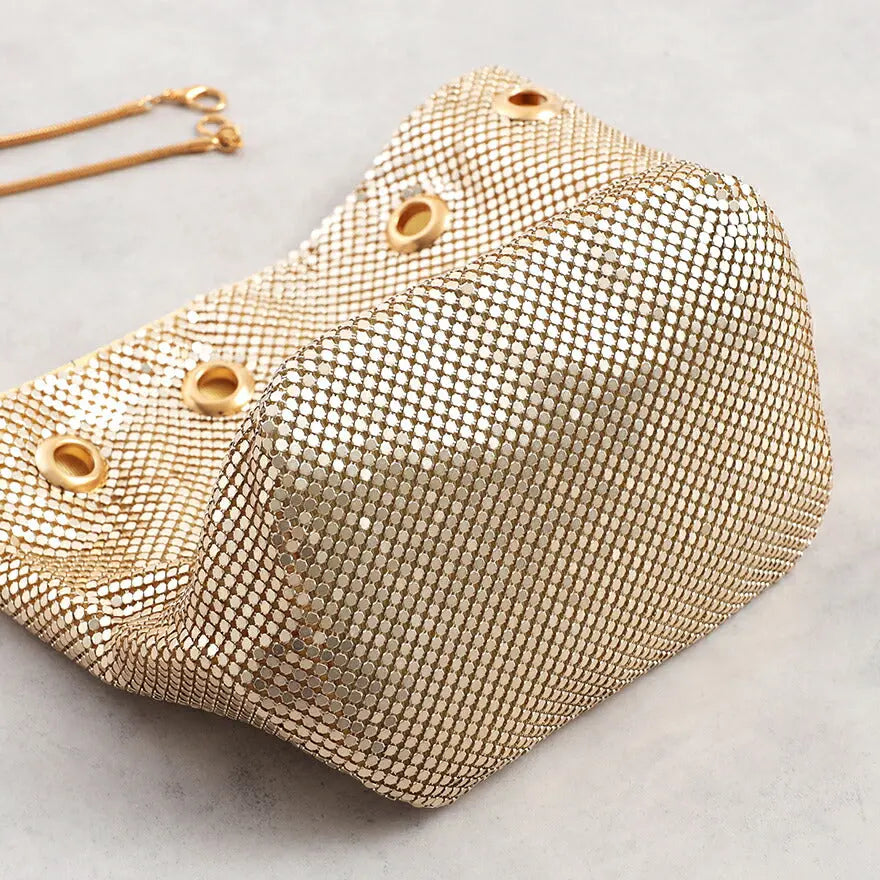パーティーバッグ結婚式バッグメタルメッシュバッグ巾着お呼ばれレディース春夏手提げ/ショルダー/2WAY