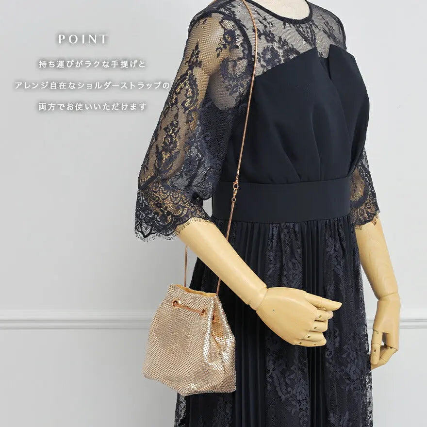 パーティーバッグ結婚式バッグレディース秋冬ビーズ刺しゅう/フェイクパール/ビーズ/スパンコール/コンパクト/2WAY小さめ