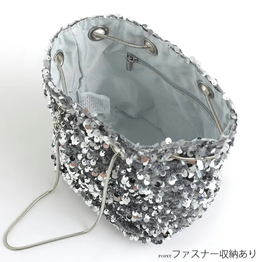 パーティーバッグ結婚式バッグスパンコールバッグ巾着お呼ばれレディース春夏手提げ/ショルダー/2WAY