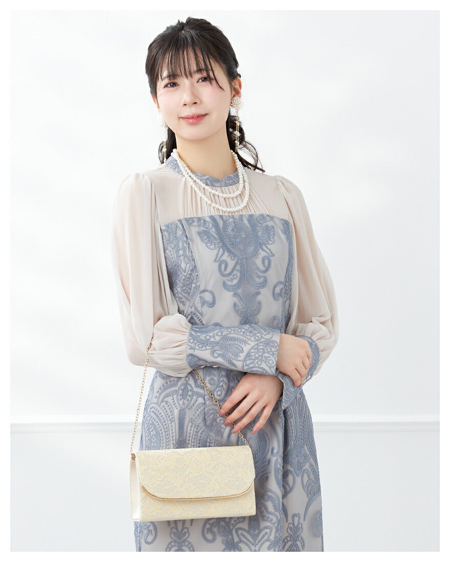 パーティーバッグ結婚式バッグレディース秋冬ビーズ刺しゅう/フェイクパール/ビーズ/スパンコール/コンパクト/2WAY小さめ