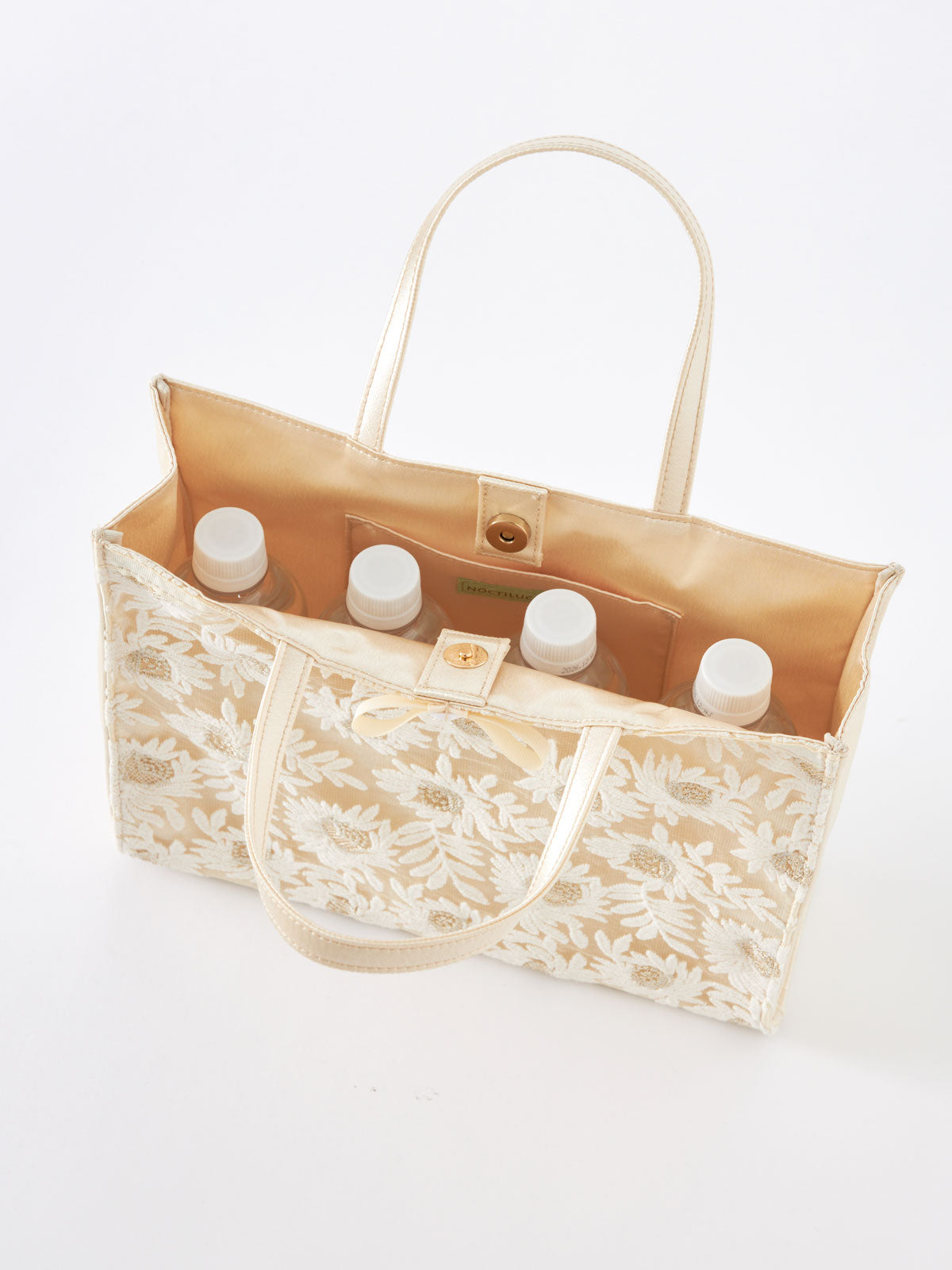 サブバッグ結婚式パーティートートA4フォーマルレース行事翌日配送おしゃれ華やか上品華奢サテンベージュ/ブラック