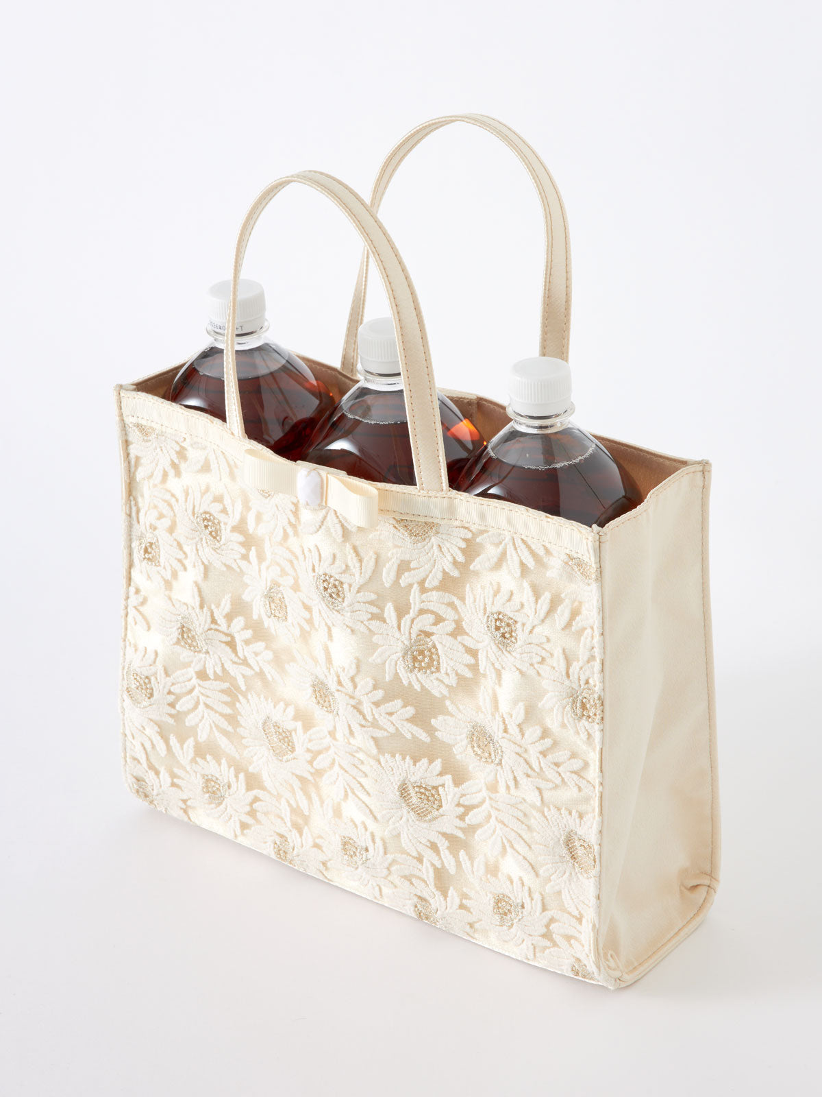 サブバッグ結婚式パーティートートA4フォーマルレース行事翌日配送おしゃれ華やか上品華奢サテンベージュ/ブラック