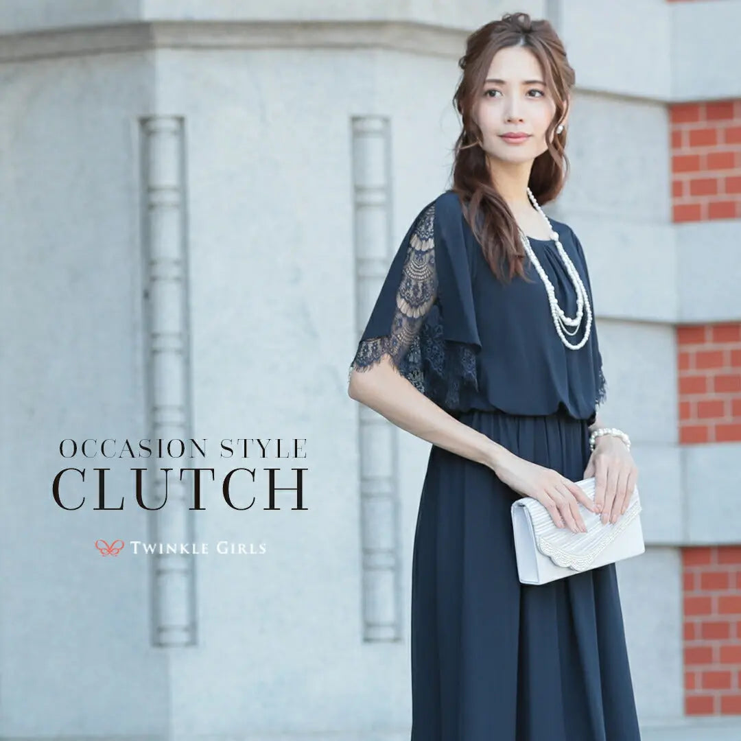 パーティーバッグ結婚式バッグクラッチバッグ大きめ/お呼ばれ/謝恩会/成人式/ショルダー全3色