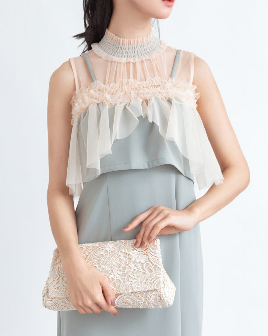 【パーティーバッグ】大きめパーティーバッグ結婚式バッグ総レースクラッチバッグレディース【結婚式バッグ】