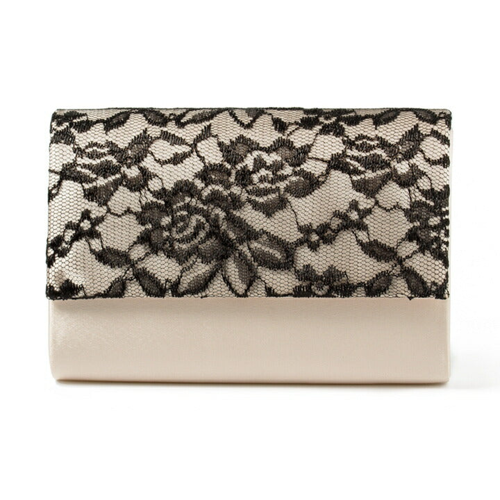 結婚式 バッグ パーティーバッグ 大きめ バッグ お呼ばれ 謝恩会 レース パール ベージュ/ブラック パーティードレス通販TwinkleGIrls